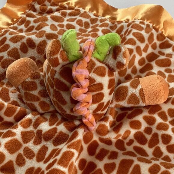 Nurture Plush Giraffe Security Blanket Satiny Velvety Cuddle Blankie Lovey Toy - Picture 3 of 10